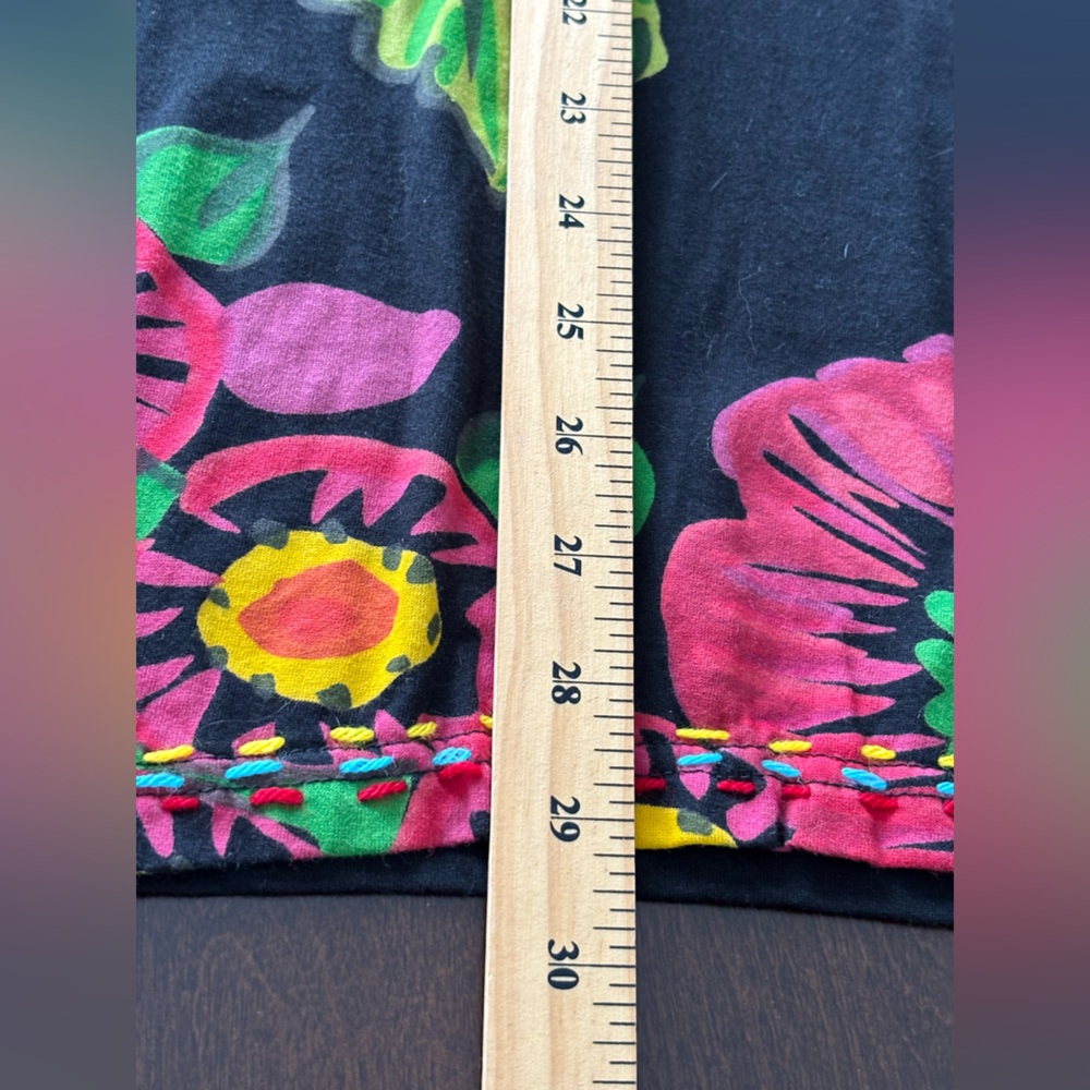 DESIGUAL Floral Print Sequin Embroidered Asymmetric Long Sleeve XS Tunic Top NEW - Picture 11 of 11